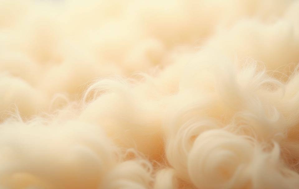 Close-up texture of high-quality raw wool fibers